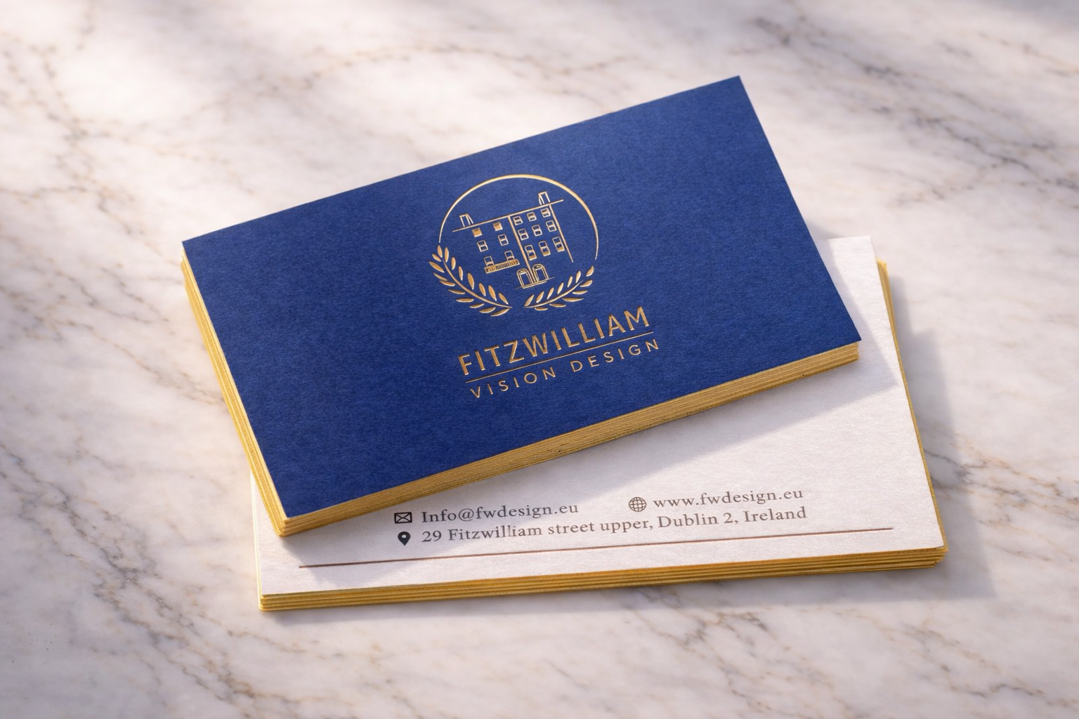 Navy White Duo Stock - Gold Foil & Gilded Edge