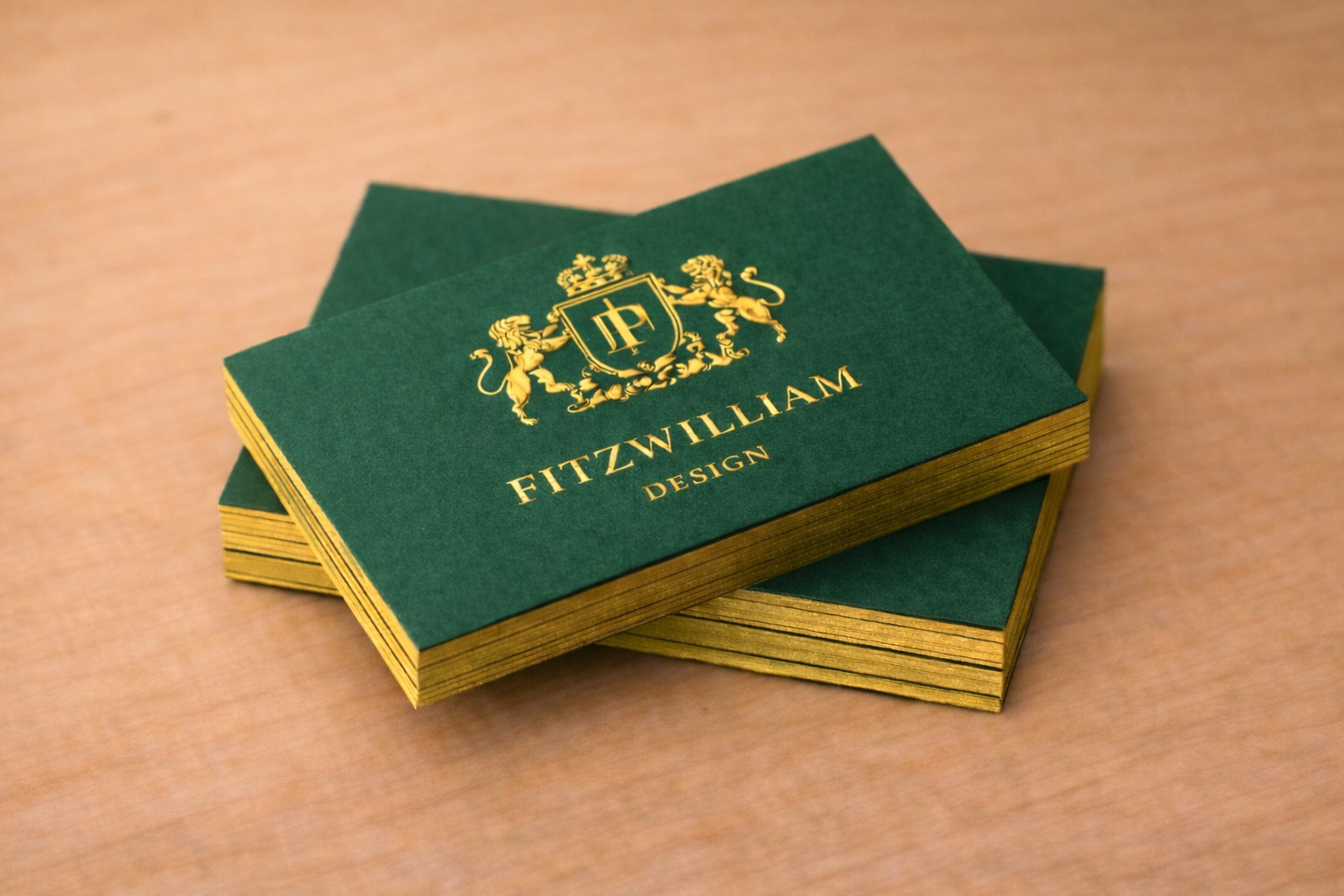 Luxury green gold edge business cards